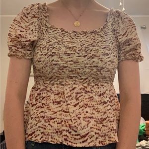 OLD NAVY Yellow and Burgundy Smock Top size S